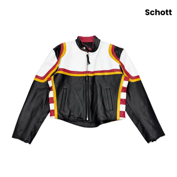 쇼트 카우레더 바이커 레이싱 가죽 자켓