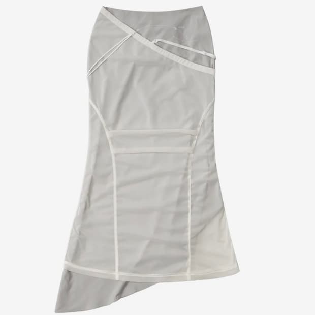 오호스 Layered Mesh Strap Skirt