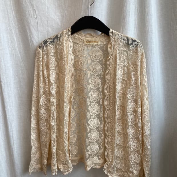 베이지 레이스 오픈 가디건(M-L)