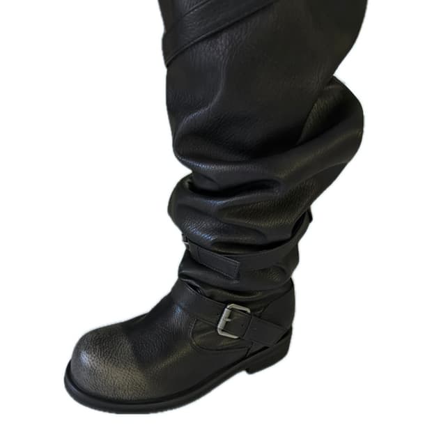 셔링 버클 레더 부츠 새상품