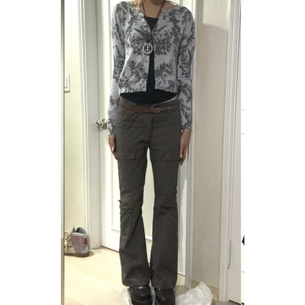 punk set (플라워 가디건/카고 부츠컷팬츠)