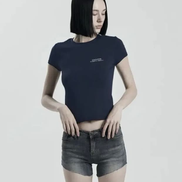 새상품) 오도어 베이직 하프 티 네이비