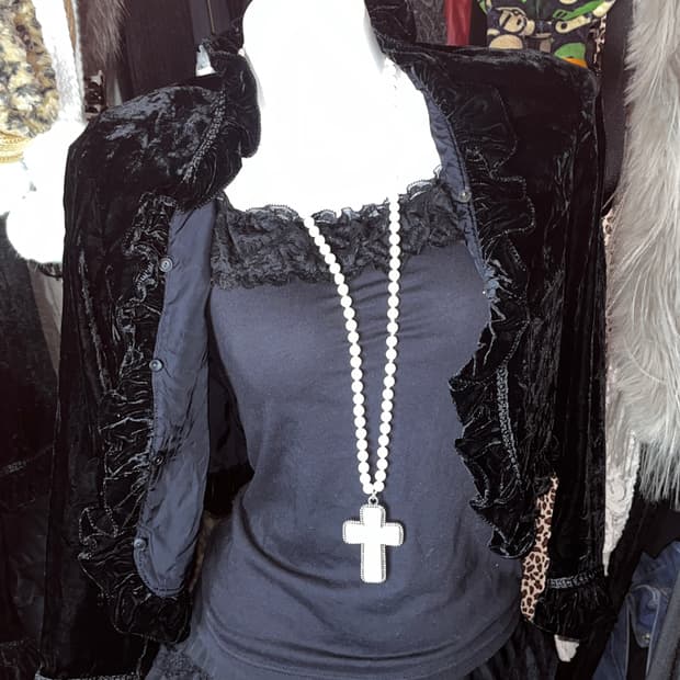 고스 펑크 로리타 벨벳 볼레로 자켓