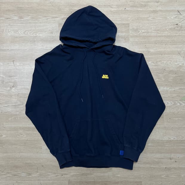 슬로우서비스 빅프린팅 백로고 후드티 [네이비] L/100