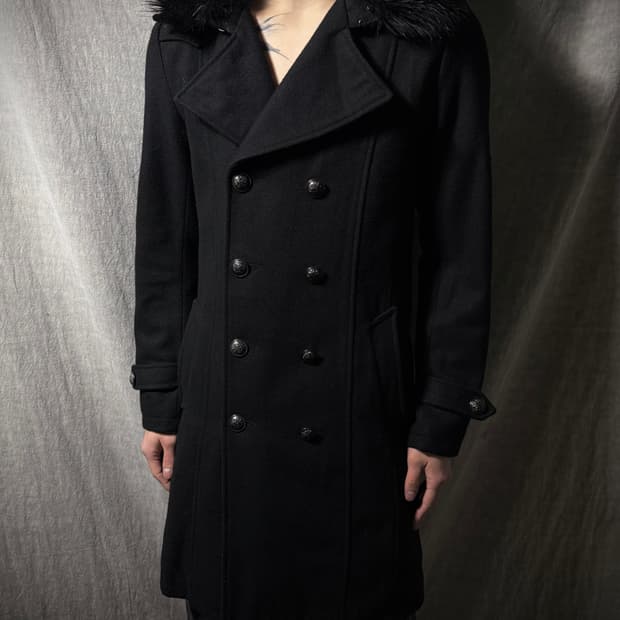 CIVARIZE Fur Trim Double Breasted Coat  
