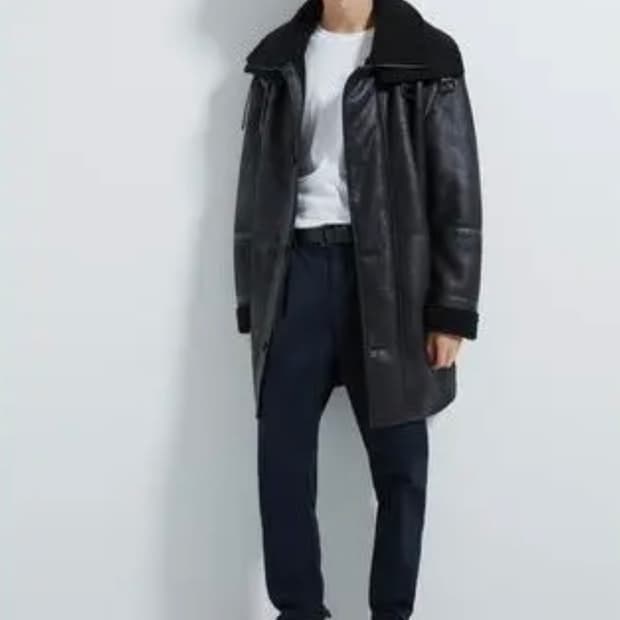 자라 블랙 롱무스탕 코트 L