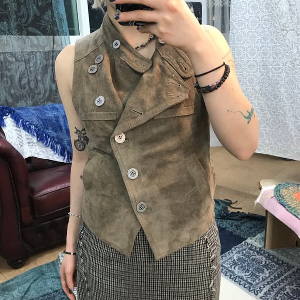 빈티지 여성 보헤미안 스웨이드 베스트 자켓 