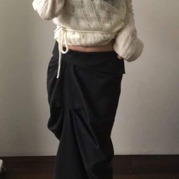 새상품) 후드 랩 펀칭 여리 니트