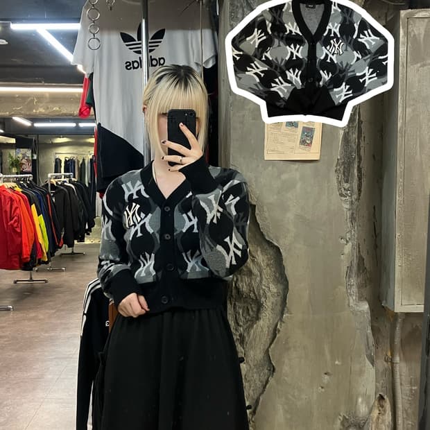 MLB 로고 크롭 가디건 블랙  #csz2010