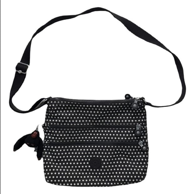 키플링 알바 도트 크로스백 블랙