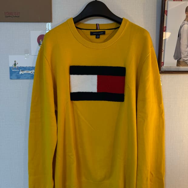 [2XL]타미힐피거 라운드넥 니트 옐로우