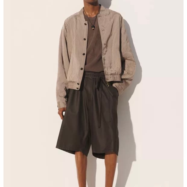 자라 비스코스 큐프로 스트라이프 크롭 봄버 자켓 L