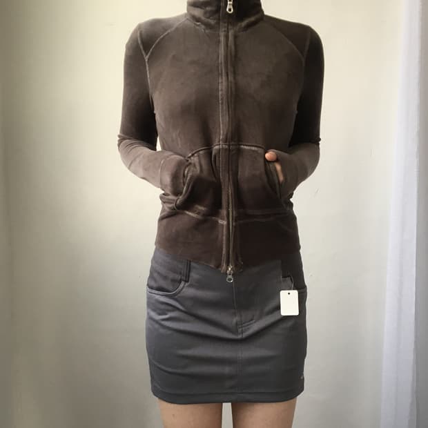 Velvet high neck zip up