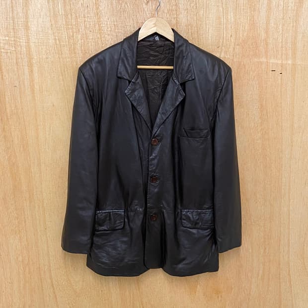 VTG leather blazer jacket 빈티지 레더 블레이저 자켓