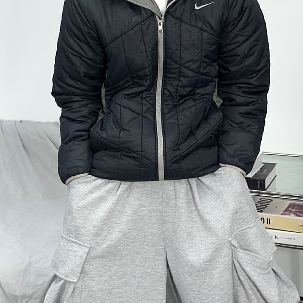 나이키 그레이 배색 패디드 경량 자켓 XL