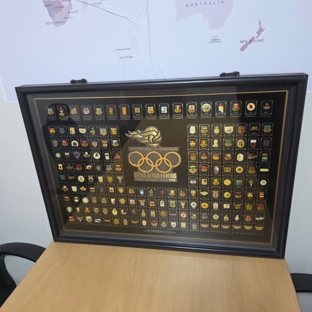 88올림픽 참가국 기념 뱃지 컬렉션 액자