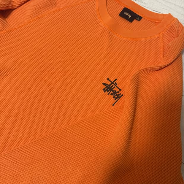 스투시 래글런 써멀 롱슬리브 크루 오렌지 L
