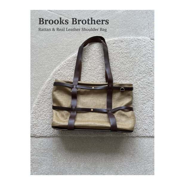 브룩스 브라더스 라탄 리얼 레더 숄더 백