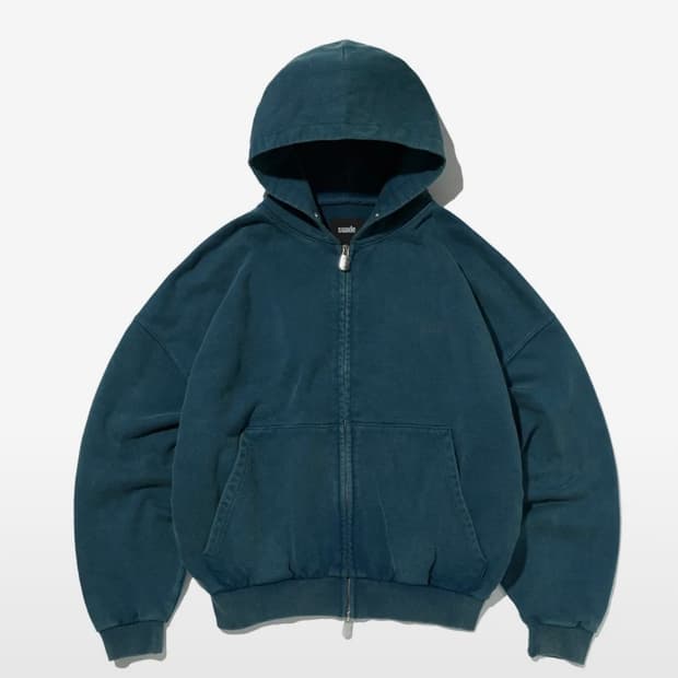 Suade 스웨이드 워시드 크롭 후드집업 딥그린 S