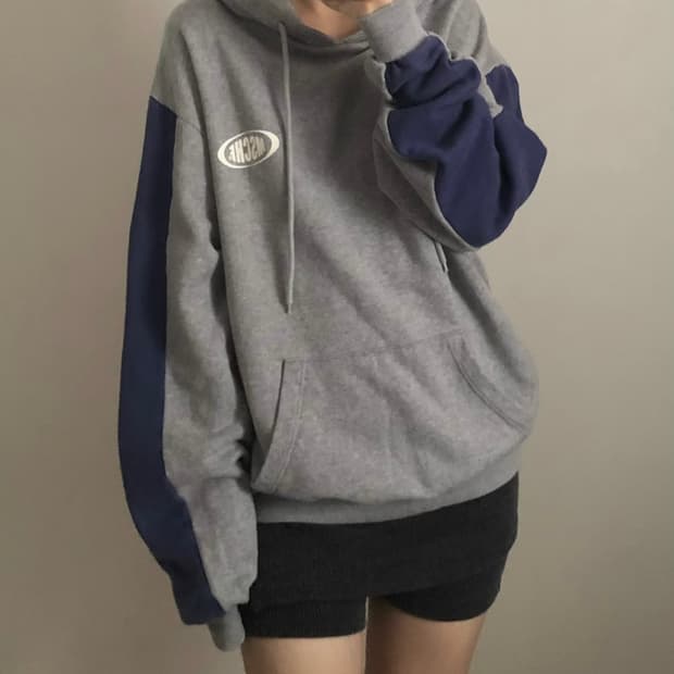 미스치프 배색 후드티
