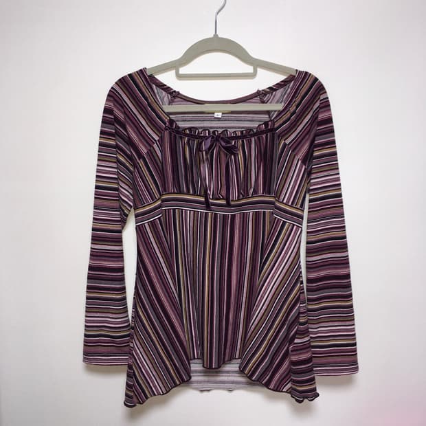 스트라이프 로걀탑 블라우스