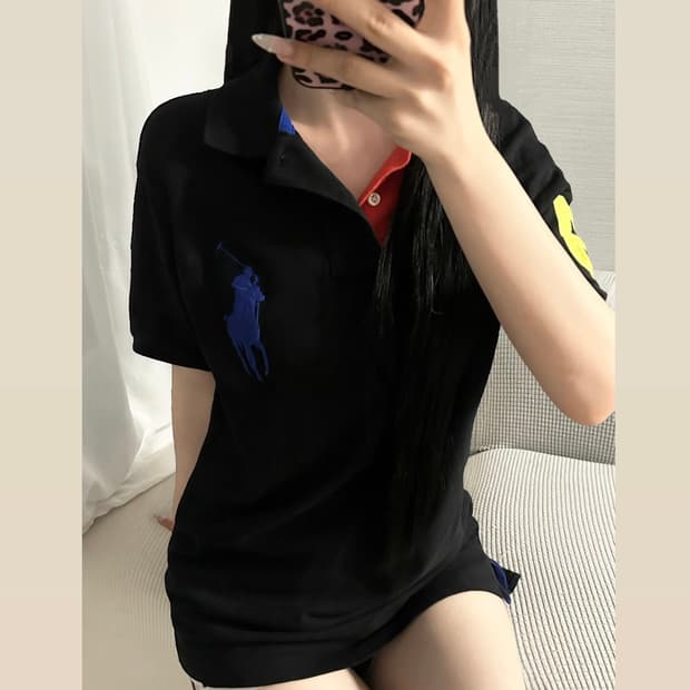 POLO RALPH LAUREN 스포티 빅로고 배색 포인트 럭비 카라티 