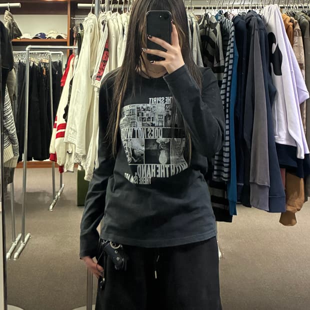 M)Japanese vintage 여성 프린팅 롱슬리브