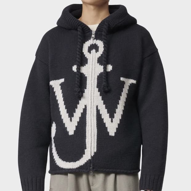 JW Anderson JW 이니셜 앵커 로고 니트 후드집업 S