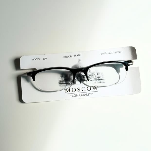 90s MOSCOW 블랙 반무테 뿔테 스퀘어 빈티지 안경