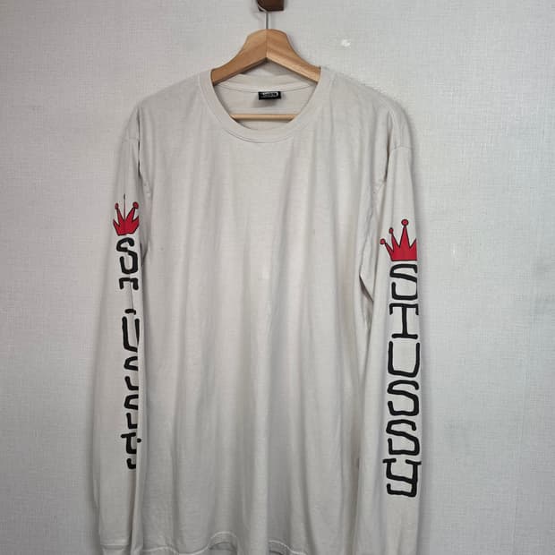 스투시 점보 피그먼트 다이드 화이트 롱슬리브 L