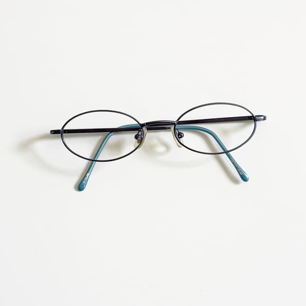90s 네이비 앤 틸 슬림 오벌 프레임 빈티지 안경