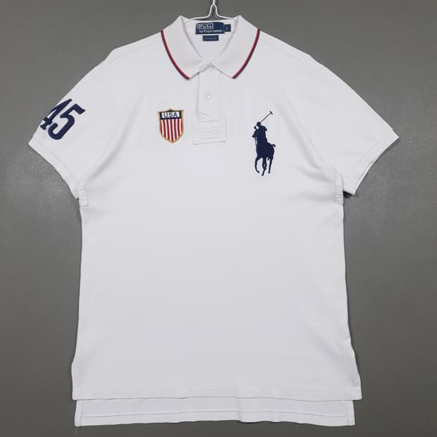 L) 폴로 랄프로렌 USA 빅포니 치프키프 반팔 카라티 피케 셔츠 화이트