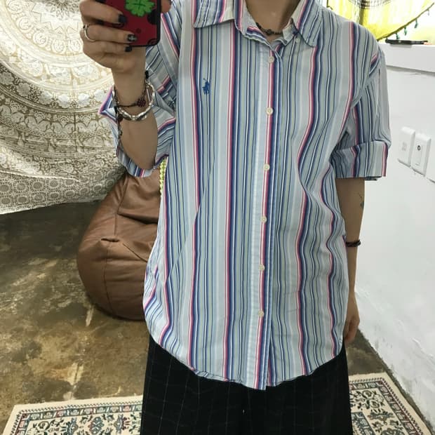 폴로랄프로렌 커스텀핏 스트라이프 반팔 셔츠 (Z1281)