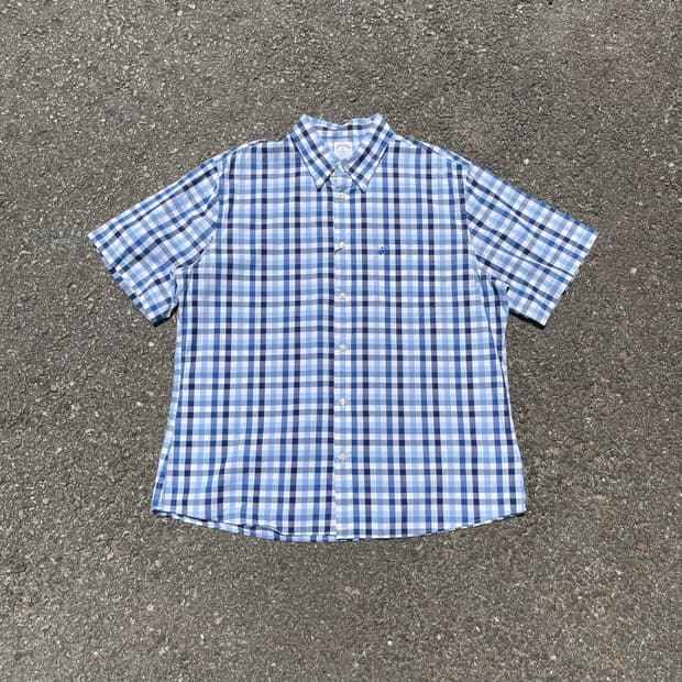 브룩스브라더스 체크 반팔셔츠 p457