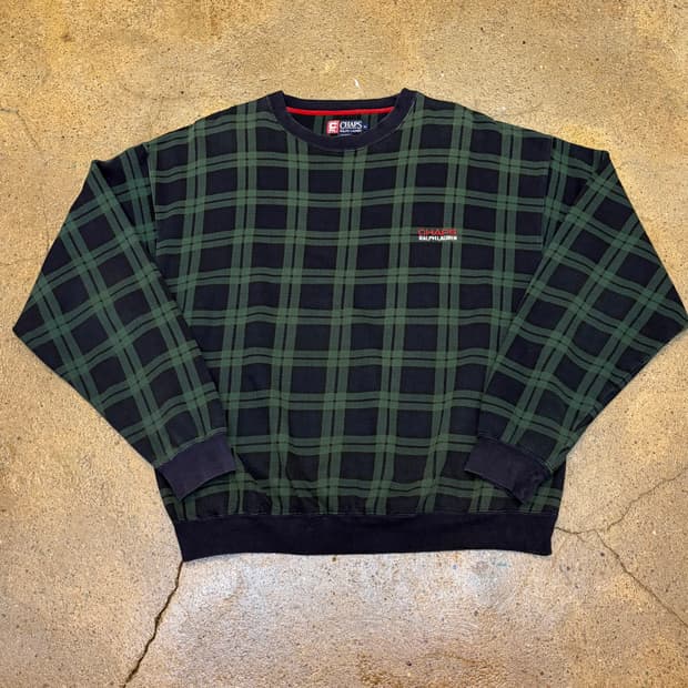 레어 90s 미국 빈티지 챕스 랄프로렌 체크 맨투맨