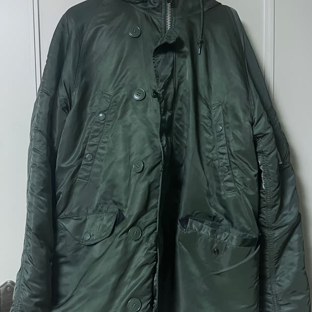 알파 인더스트리 인조퍼 후드 카키 점퍼