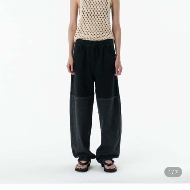 아모멘토 드로스트링 팬츠 블랙s