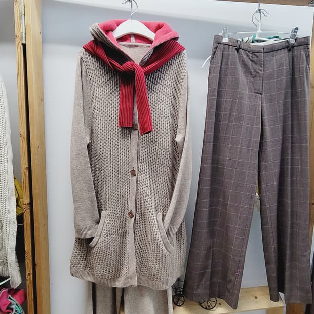 celeb 캐시미어 후드 롱 아우터. 막스마라 체크울팬츠