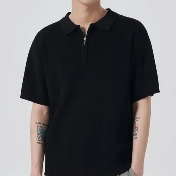 에잇세컨즈 8seconds 컬러 하프집업 카라니트 풀오버 블랙 L