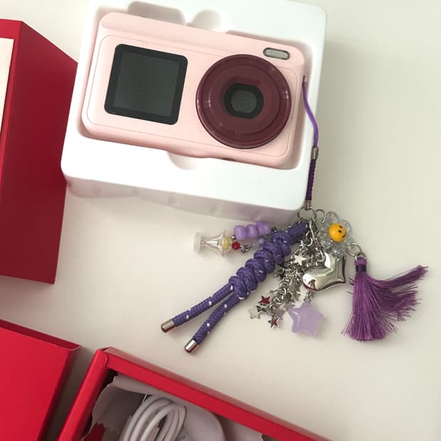 텍스트미 카메라(핑크)+키링
