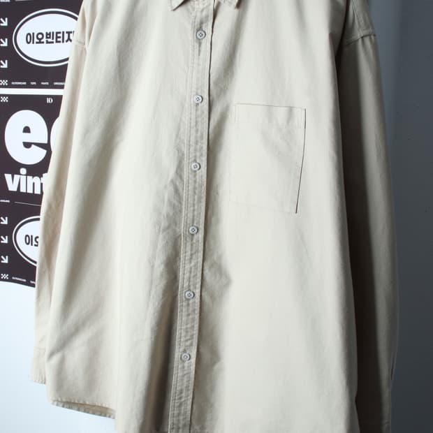 (L-XL) 무신사 스탠다드 셔츠 남방 오버핏 베이지 무지-H36524