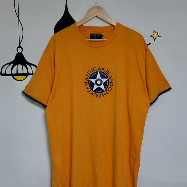 [L] NAUTICA 진스 컴퍼니 빈티지 스타 그래픽 반팔 티셔츠