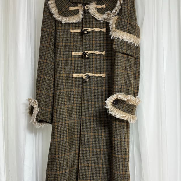 OPEN YY - FLANNEL FAUX FUR TRIM COAT