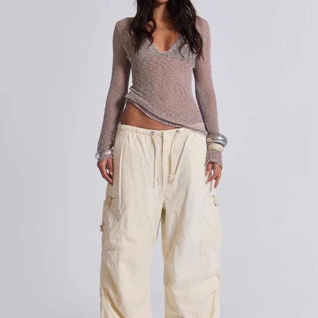 제이디드런던 Ecru parachute cargo pants