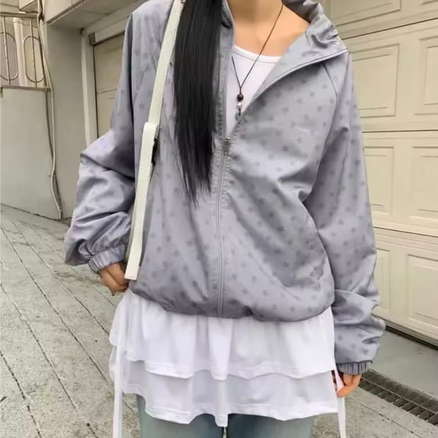스타 별 바람막이 그레이