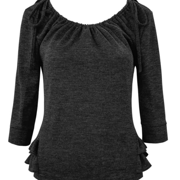 체메씨 미드 슬리브 프릴탑 차콜