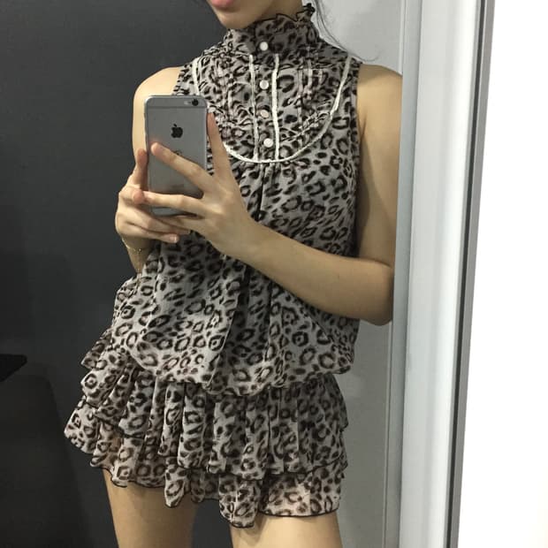 레오파드 고딕 슬리브리스 원피스