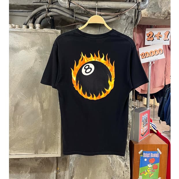 스투시 파이어 에잇볼 반팔티 블랙 M #csz3230