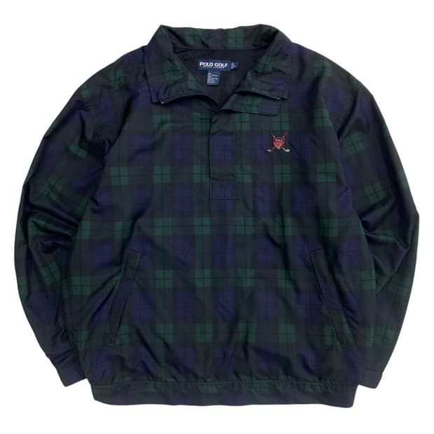 폴로 랄프로렌 90s 골프 그린체크 아노락 L