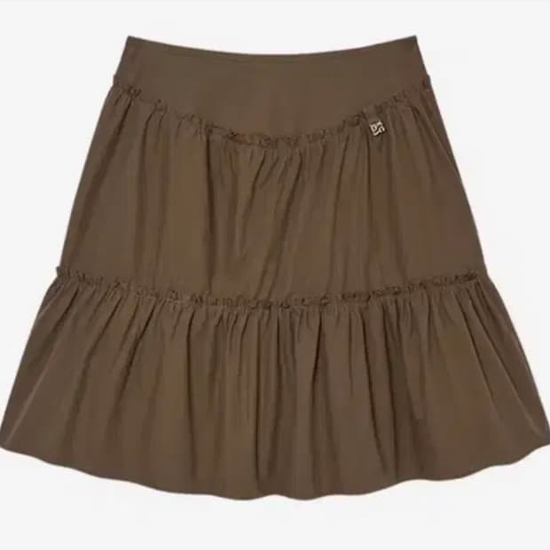 글로니 티아 더블 레이어드 러플 스커트 브라운 치마